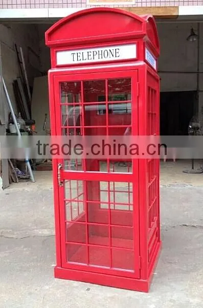 Freestanding antique outdoor metal frame telephone booth