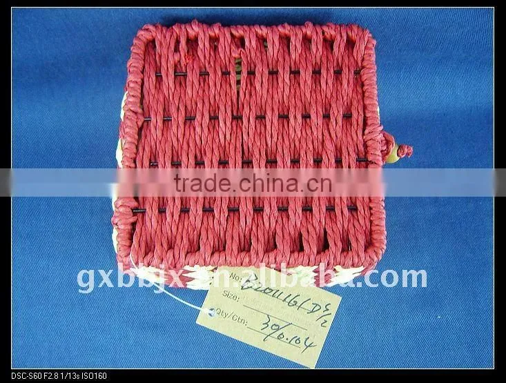 Red square paper rope woven iron frame model storage box