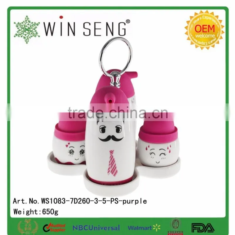 Porcelain condiment set Oil & Vinegar Bottle salt & pepper shaker
