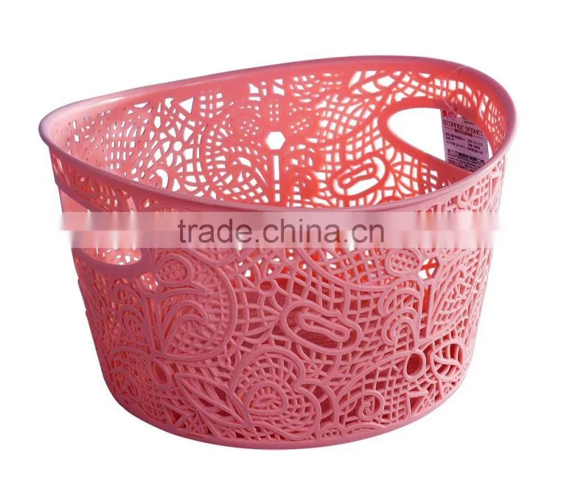 Lace Basket with 2 sizes, Plastic Lace basket with Handle, Round shape basket