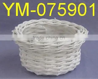 Large Round Wicker Garden Flower Basket With Metal Label