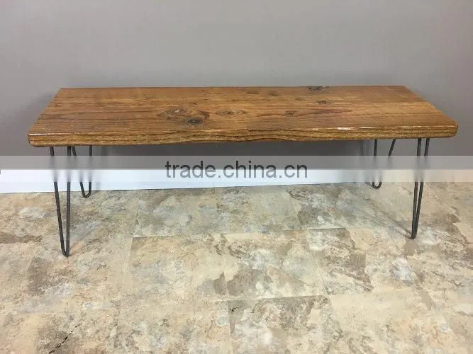Black powder coated 28 inch 2 rod iron metal hairpin wood table leg