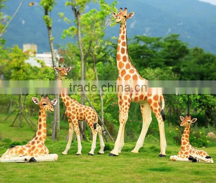 Cute resin life size giraffe statue for sale