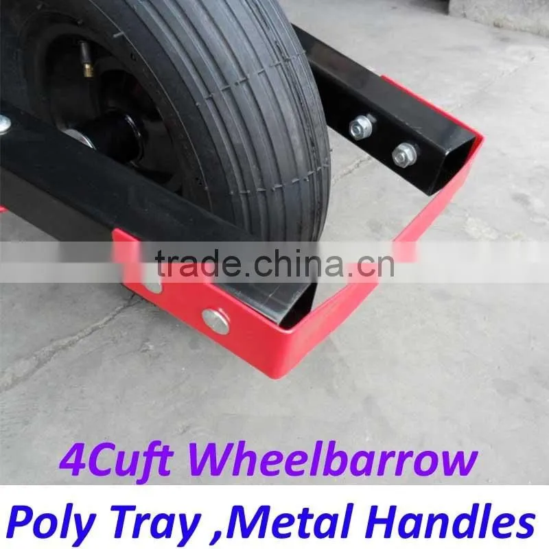 America 4Cuft Poly Tray Metal Handles Wheelbarrow for Gardenning