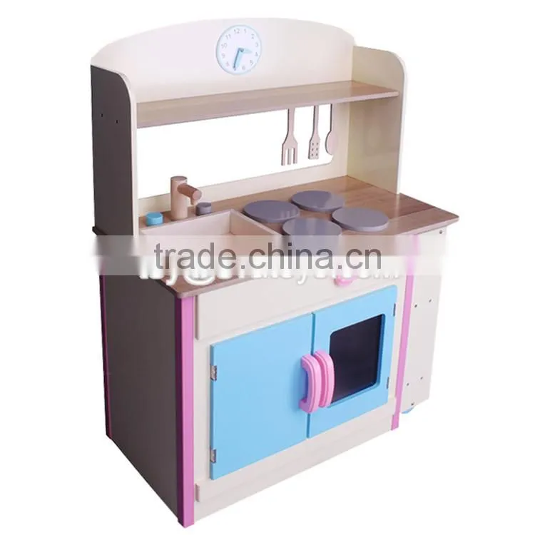 New style double-sided pretend play wooden kids play kitchen set W10C274