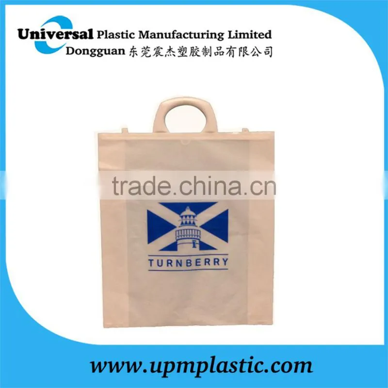 High quality clip close hard rigid handle plastic bag for shopping