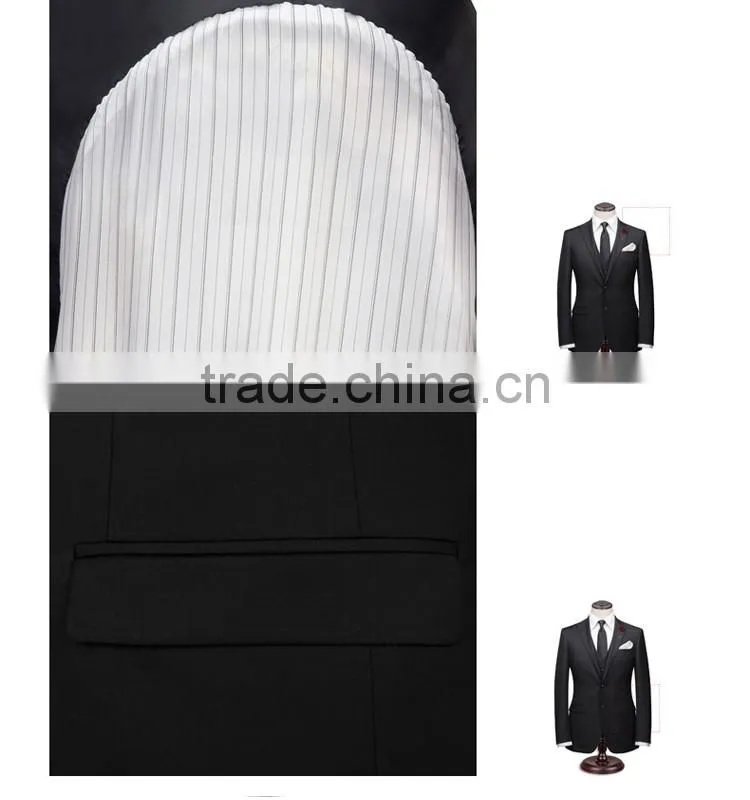 2016 new arrival designer suits for men 3 piece suit black wedding pant coats
