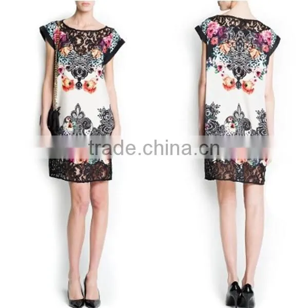 HD-D105 2014 hot design elegant women lace floral dress/casual ladies dress