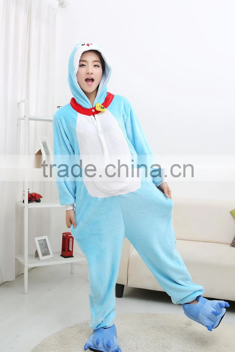 flannel cartoon adult animal jumpsuit animal pajamas jumpsuit doraemon design