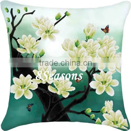 Multicolor Flower Pattern Square Throw Pillow Cotton Chinese Cross Stitch Patterns