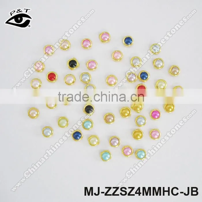 4MM Mix Colors decorative nail art pearl rim beads Flat back Pearl Beads For Nair Art Decoration