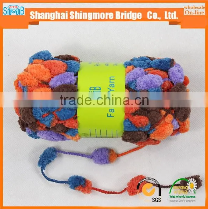 China fancy yarn factory hot wholesale 2016 new fashion yarn pompom yarn for knitting