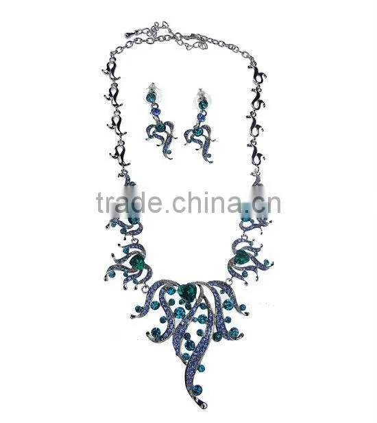 Popular Style Crystal Rhinestone Jewelry Sets,Fashion Stud Earring n Necklace Jewelry Set Dubai,Vintage Wedding Jewelry Set