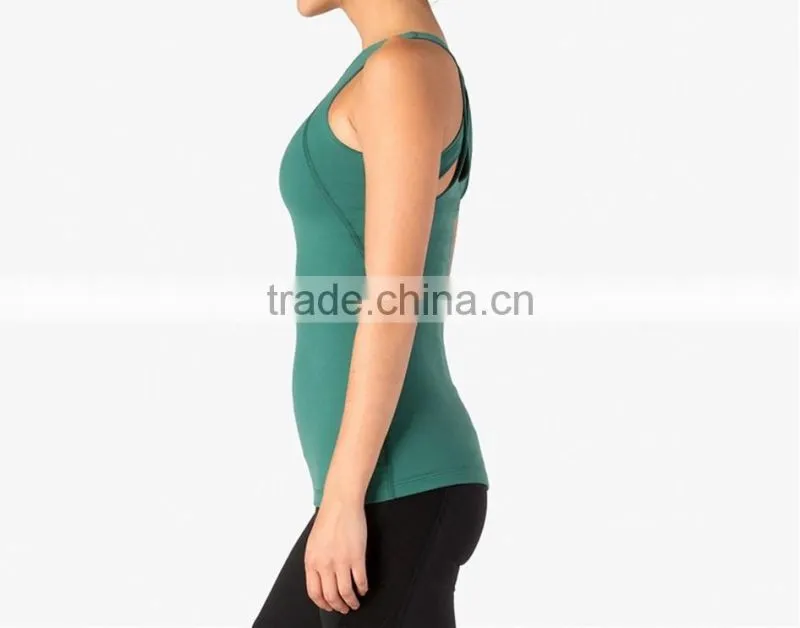 2016 OEM New Sexy Young Stripe Sleeveless Women Sport Tank Top / yoga wear