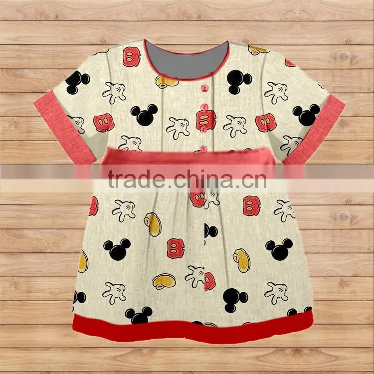 CH00258YIWU BOYA Cotton milk silk dress cotton baseball gloves new fabric pattern kids clothes wearing boutique dresses