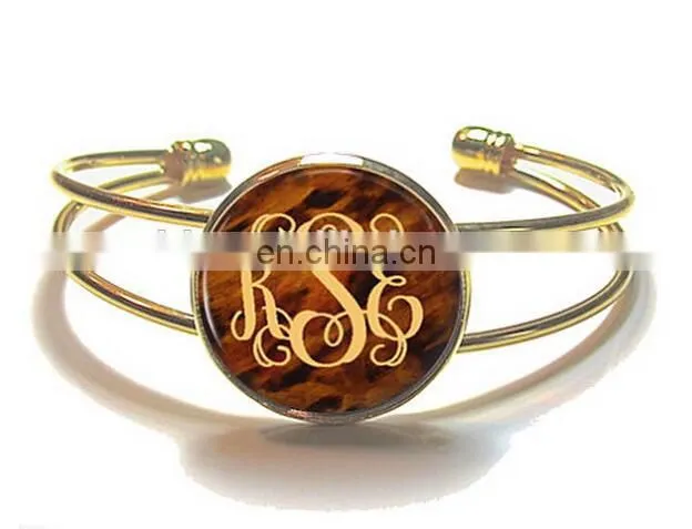 Tortoise Shell Monogram Bangle Bracelet