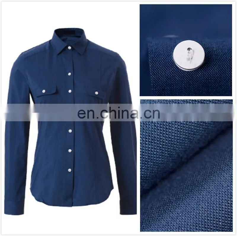 2016 fashion design navy women blouse for office ladies shirt