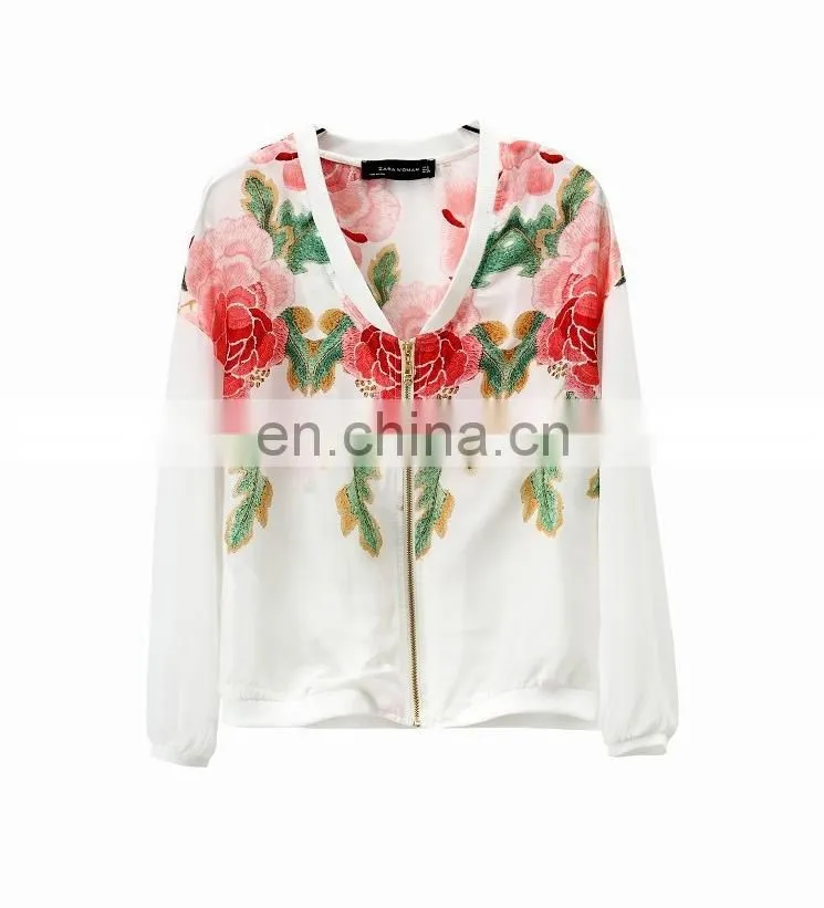 2014 Women new A/W design aestheticism floral printed rib neck fashion casual blazer