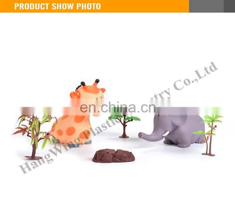 6 inches interesting vinyl and soft giraffe and elephant animal rubber toys