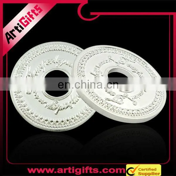 round souvenir metal silver coin