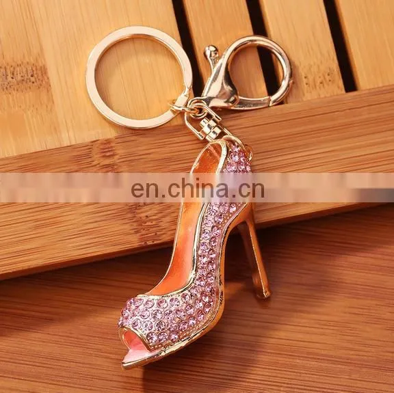 Popular Elegant Women Rhinestone High Heel Key Chain for Decoration