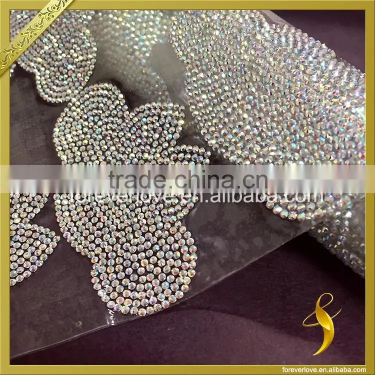AB crystal trimming rhinestone hotfix mesh for wedding dress FRM-236