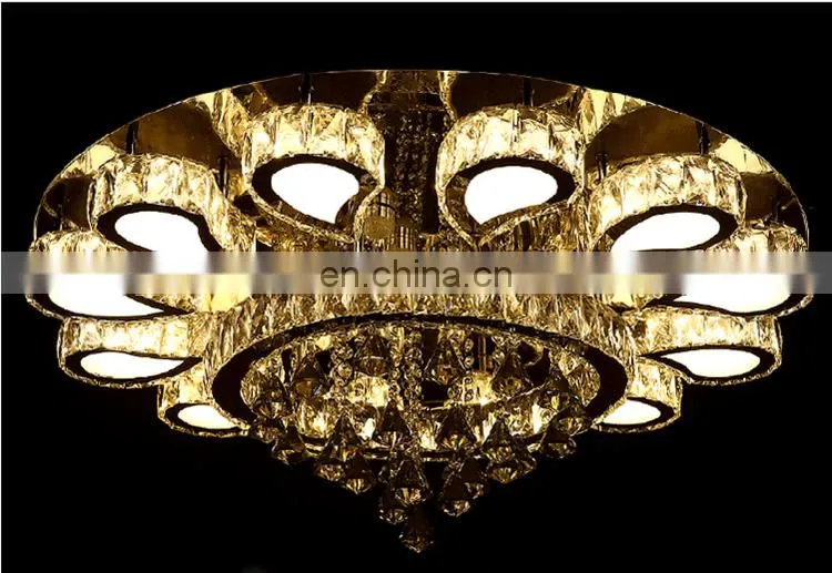 Round led living room crystal ceiling ceiling luxury stainless steel lamps