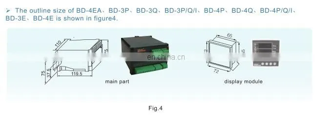 Acrel energy transducer 3p4w Multi-electric transmitter BD-4E with RS485 communication
