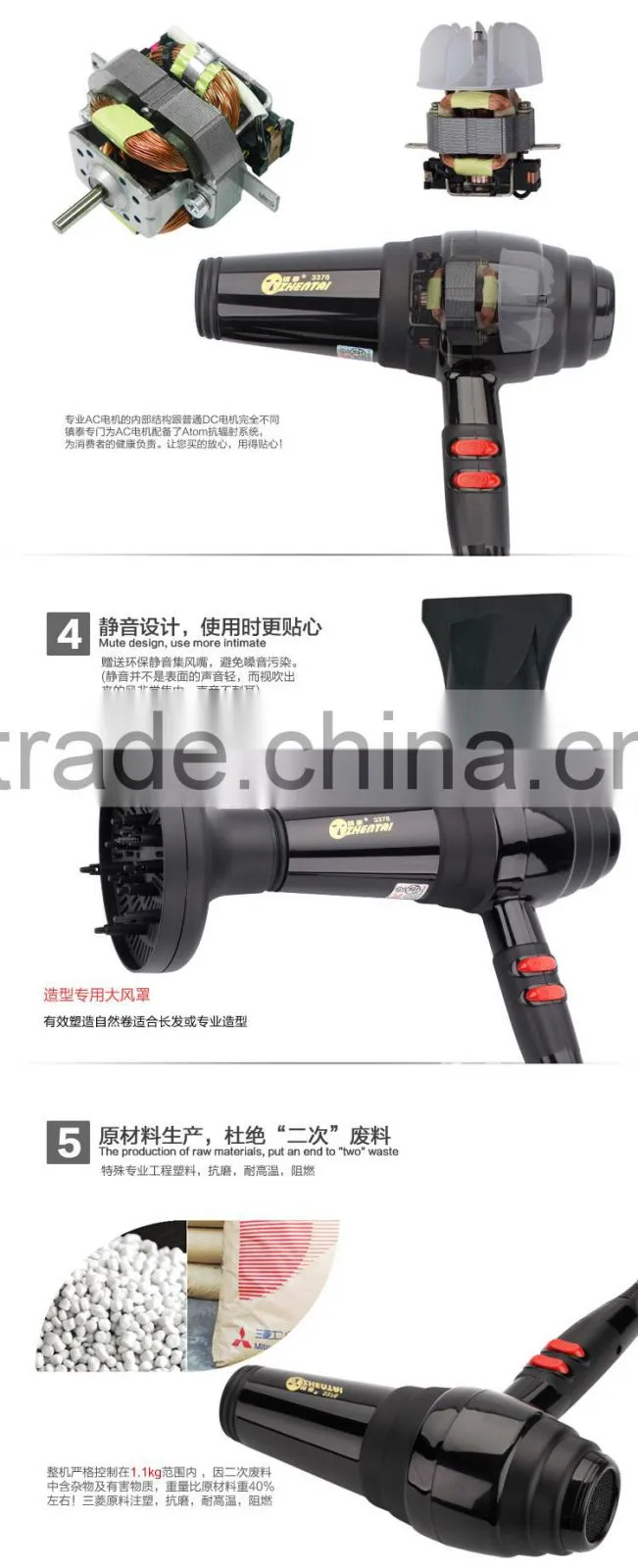 New Arrival Home Use Hair Dryer, Strong Wind Mute Design Hair Dryer