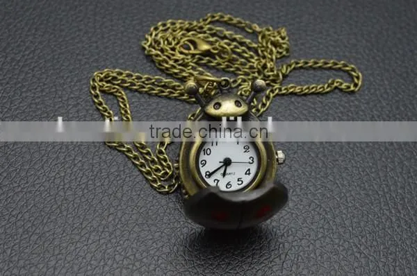 Kids mini pocket watch ultra light mental chain pocket watches colorful pattern