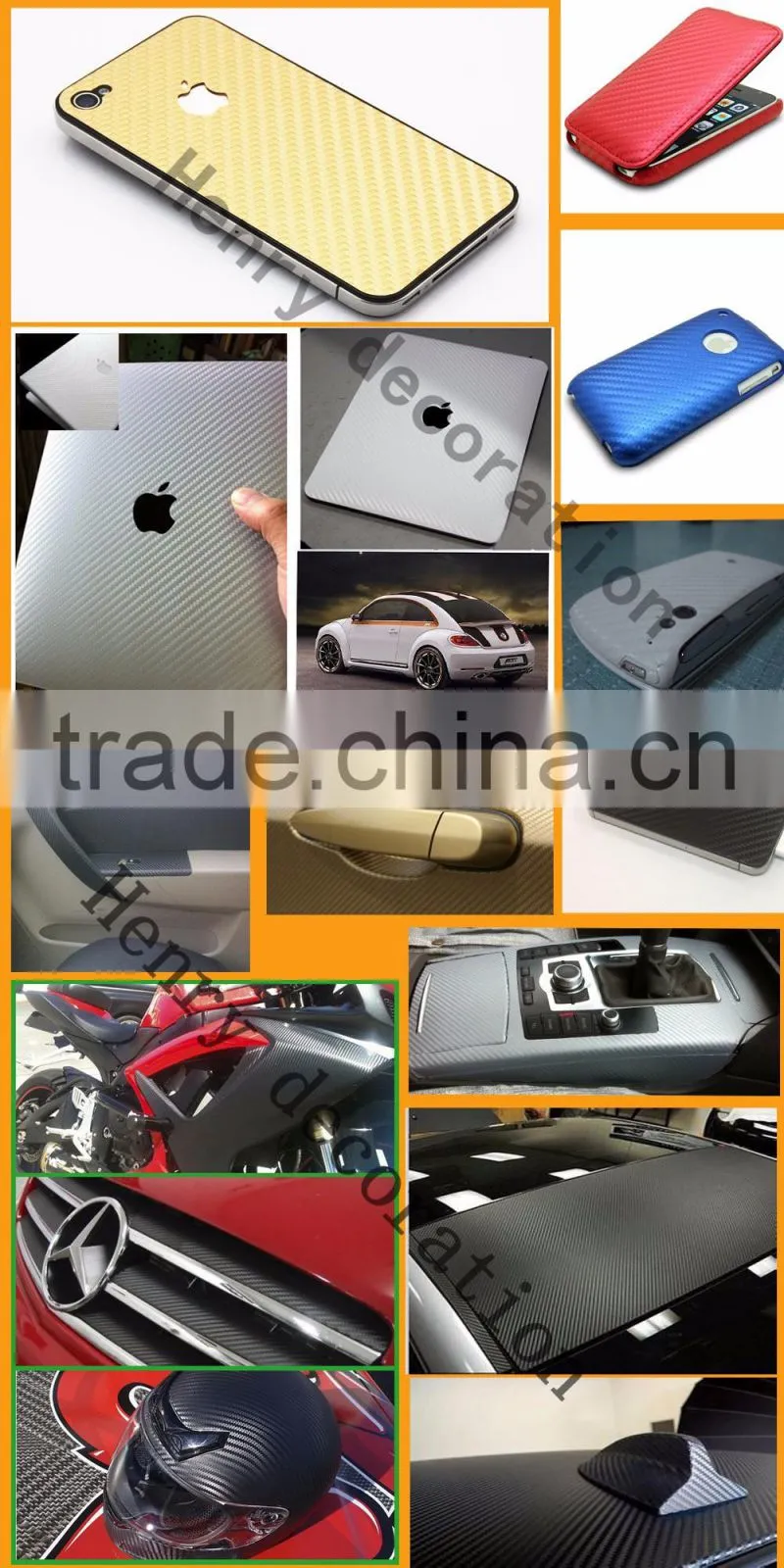 New Product Red Color Self adhesive 3D Carbon Fiber Car Vinyl Film