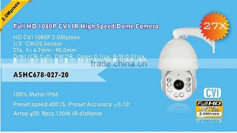 HD CVI PTZ Camera 2.0MP Sony CMOS sensor IR 27X Zoom 1080P IP66 CCTV camera