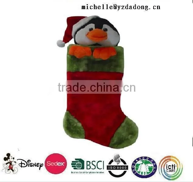 kids christmas decorations sock animal plush christmas sock /New design animal shaped plush christmas socks for 2015
