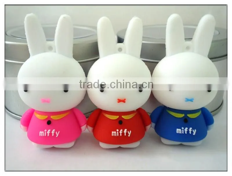 lovely custom rubber rabbit shape buy wholesale usb pen drive 2.0(PVC-CT854)