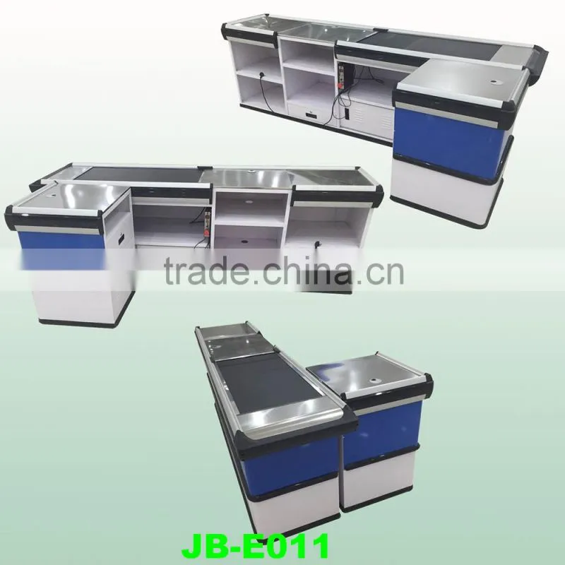 New stainless steel checkout counter for supermarket and shop