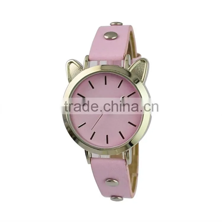 2015 cute cat shape quartz watch for teenage Pretty little lady watches