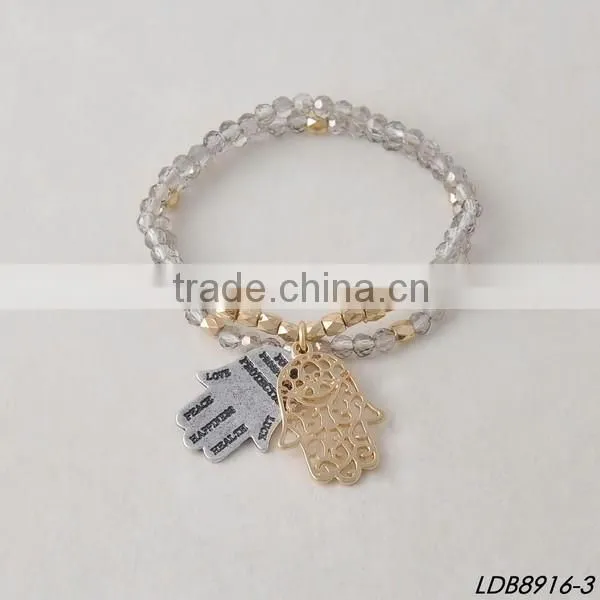 2016 new designs simple alone large faceted glass women bracelet
