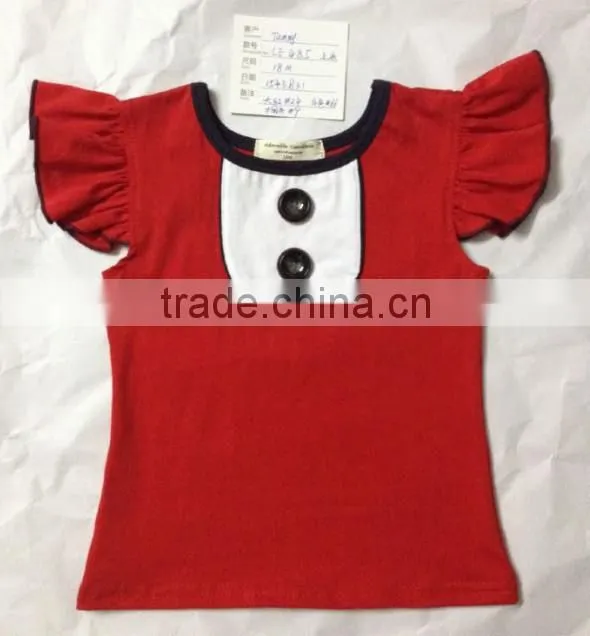 Top Fashion Remake designer kids clothes girls ruffle top sleeveless red fancy tops for girls