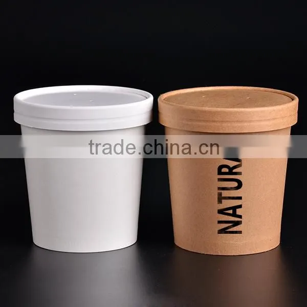 Company logo branded 260cc and 390cc paper soup bowl with lid and cap