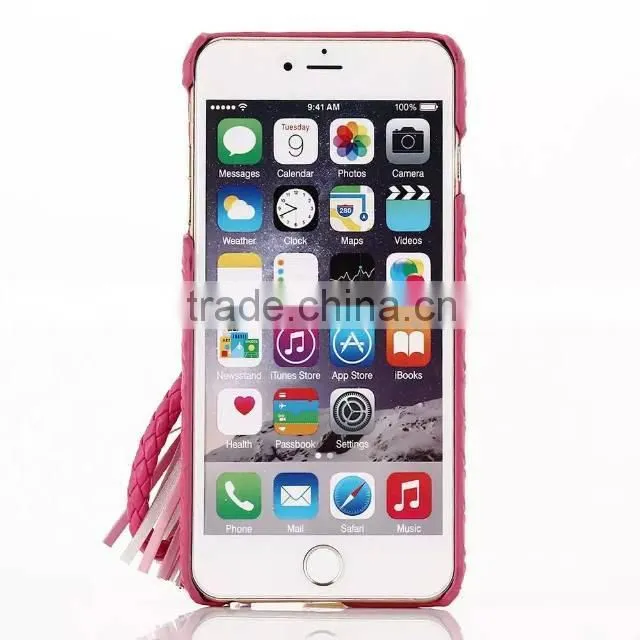 Luxury Vintage Tassel Metal Hook PU Leather Hard Mobile Phone Cover Case For iPhone 6 G 6S Plus