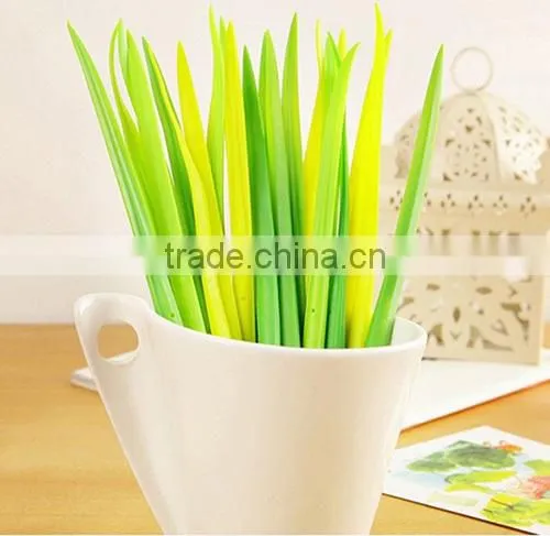 2014 hot custom green grass leaf silicone pen