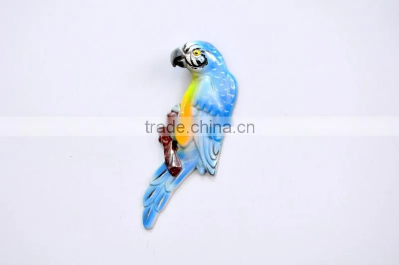 Colorful 5 inch Plastic Pearl Powder Flat Parrot Animal Fridge Magnet, Animal Homes craft, Decorative Magnets