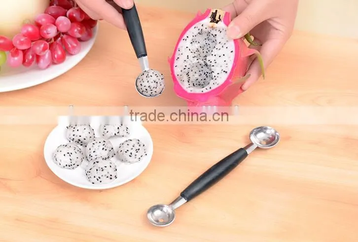 Stalinless Steel Dual Double Melon Baller Scoop Fruit Spoon Ice Cream Dessert Sorbet Tool Kitchen Gadgets Accessories