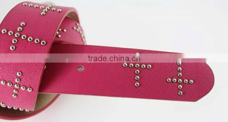 Women's Fashion studded belts for jeans with pu leather square accessories