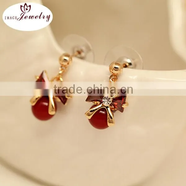 New Flower crystal earring silver earring wholesale jewelry 2016