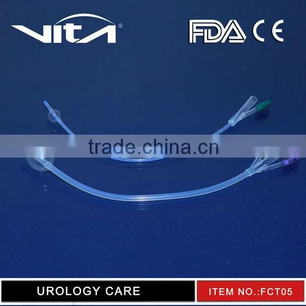 Silicone Coated latex three way Foley Catheter