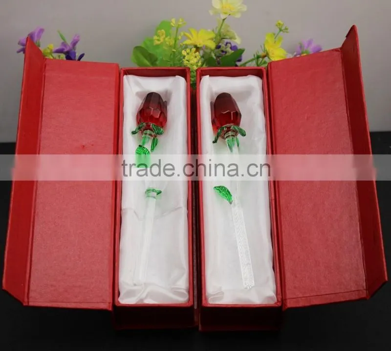 2016 Latest Design Romantic Crystal Rose Flower for Wedding Favors 160*25mm red /pink hot selling
