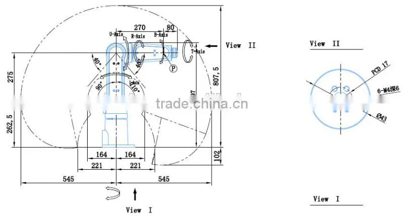 6 Axis 1kg Load 540mm Wingspan Horizonal joint Robot