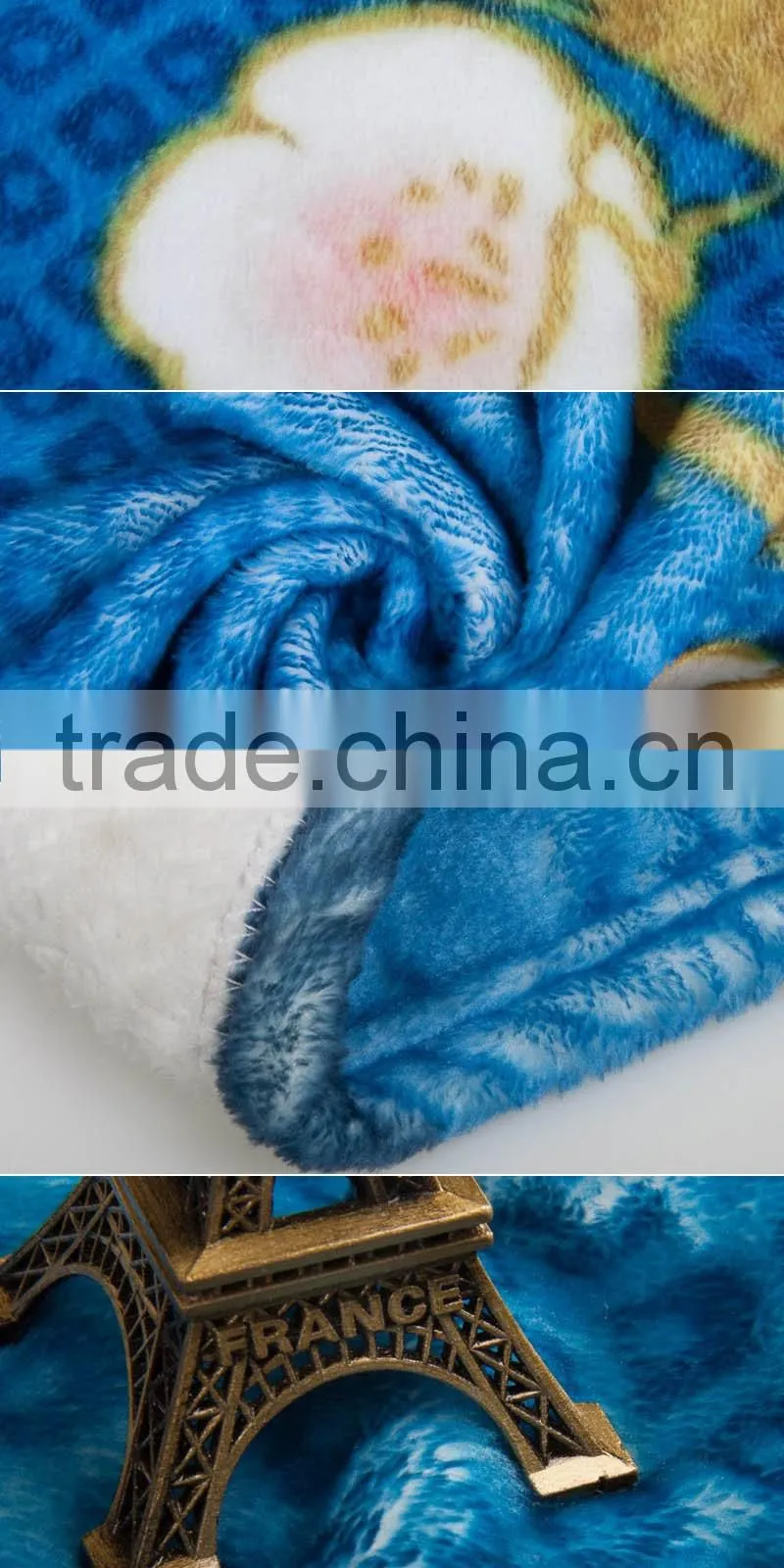 retail high quality queen size printing heat transfer printed fleece blanket