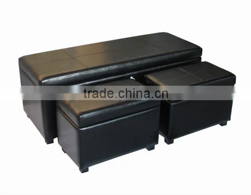 furniture pu leather round storage stacking foldable stool ottoman